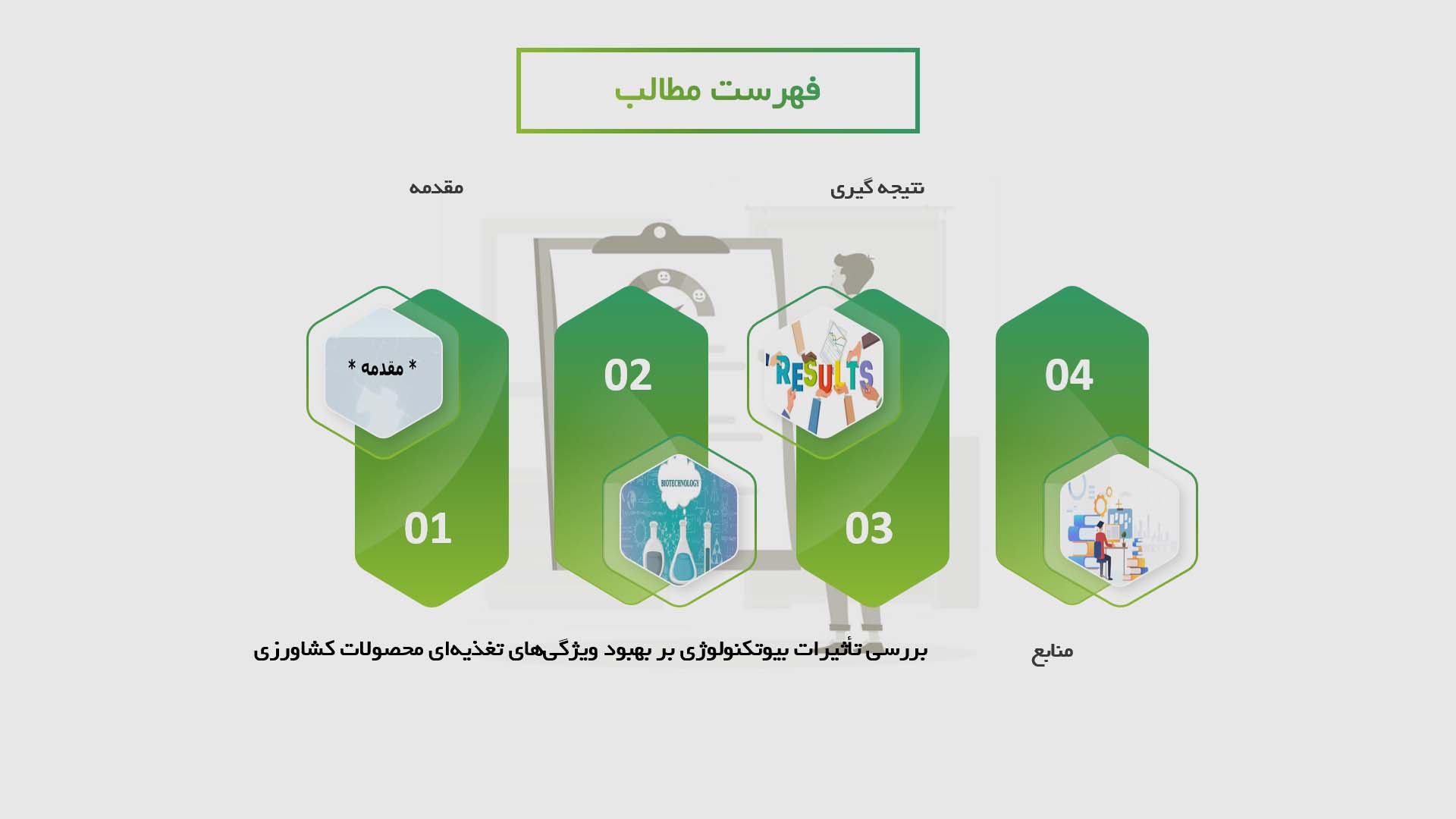 پاورپوینت تأثیرات بیوتکنولوژی بر بهبود ویژگی‌های تغذیه‌ای محصولات کشاورزی